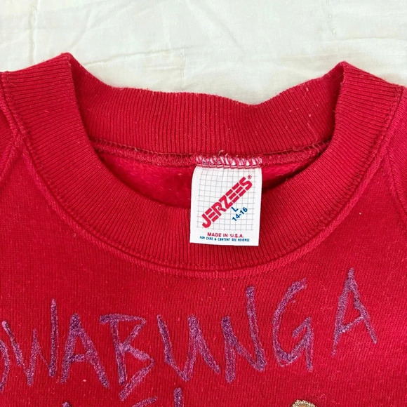 Vintage Kids Handmade Ninja Turtles Turtle Power Crewneck Sweatshirt Size 14-16 - Picture 3 of 4